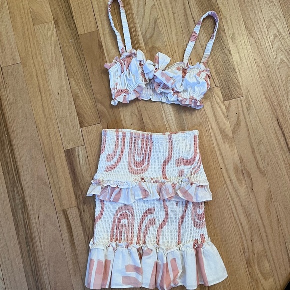 Sabo Skirt Other - Pink and white set